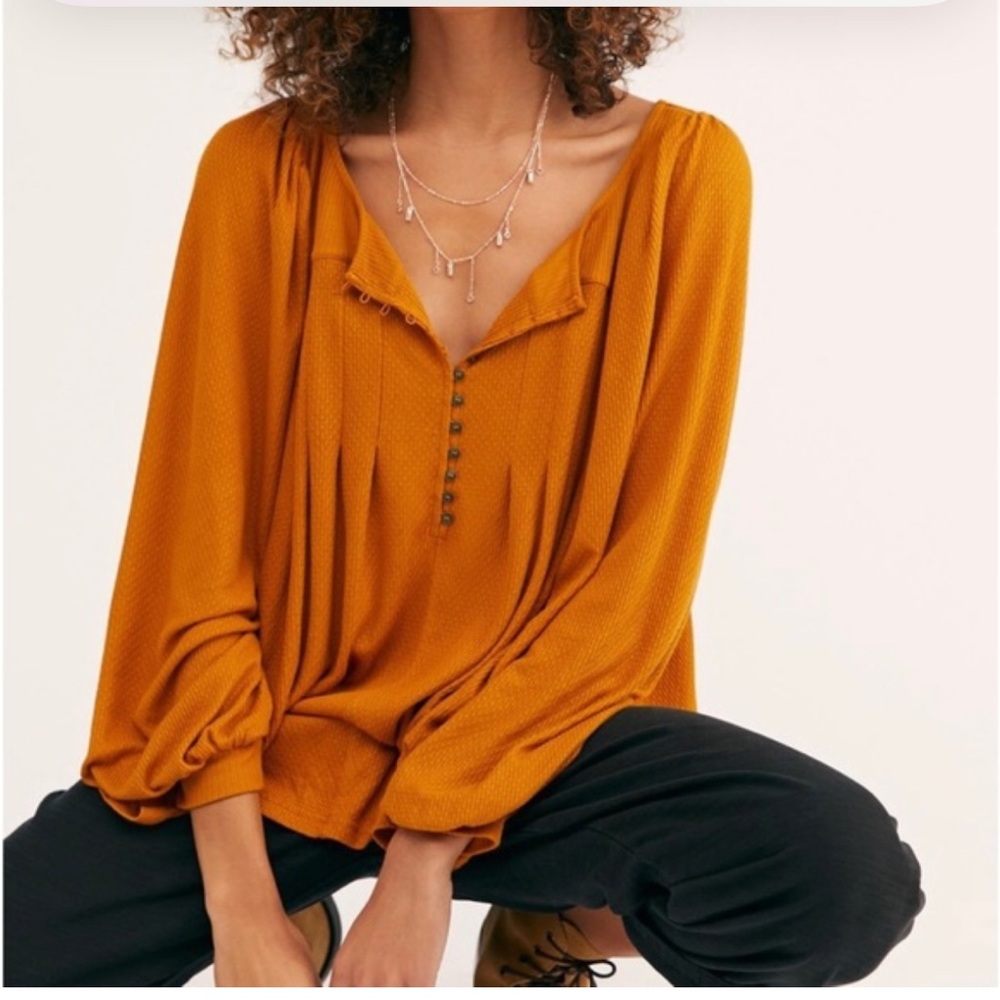 Free People Oversized waffle knit Devin Henley XS in Autumn Pearl
